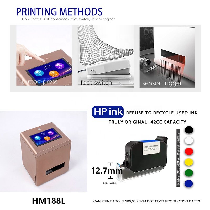 AOKDI Tij/ Cij Hp ink 5-inch touch screen Portable Low Cost Digital Data-coding Desktop Mini Inkjet Label Printer