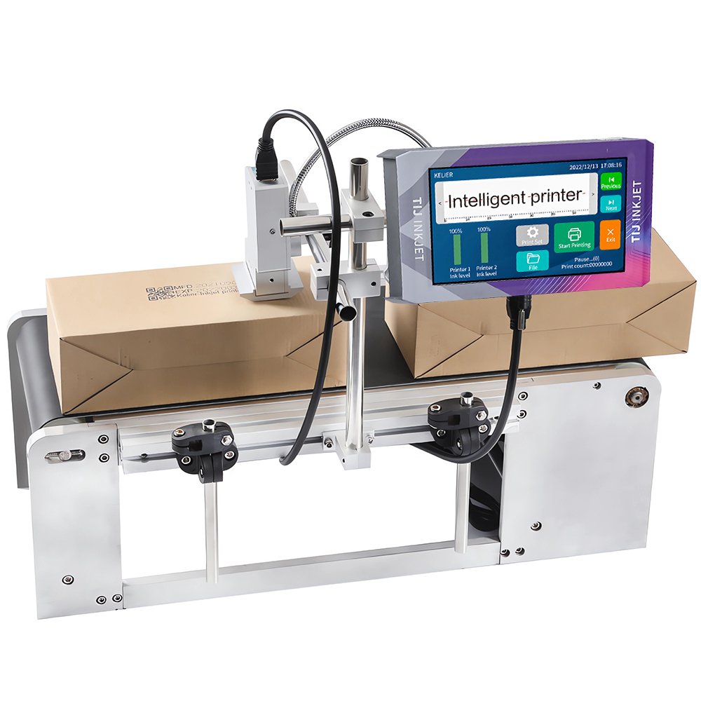 kelier 2023 new Online digital smart tij thermal inkjet printer ink jet coding machine expiry date code printer for plastic bott