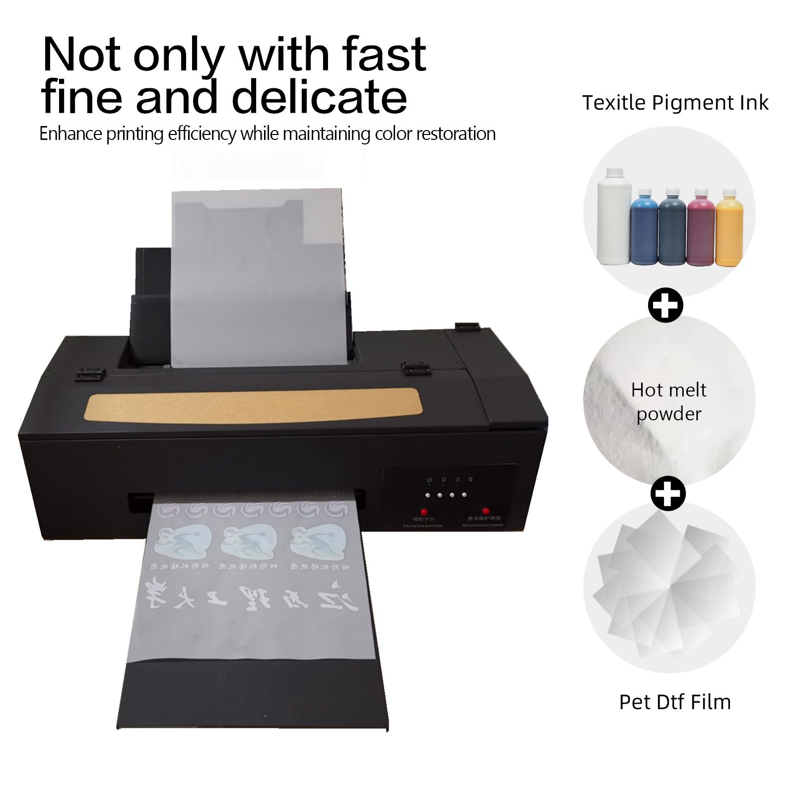 Digital Heat Press Printing Machine DTF Printer with Powder Shaker DTF Tshirt Printing Machine L1800 DX5 Print Head 30cm CE A3
