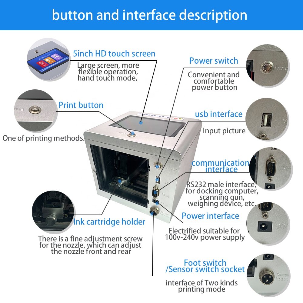 chinese Portable expiry batch number coding machine for pet bottle Industrial small parts date Foot inkjet printer machine