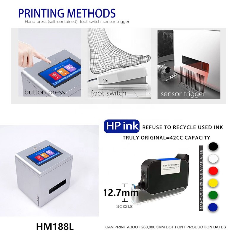 chinese Portable expiry batch number coding machine for pet bottle Industrial small parts date Foot inkjet printer machine