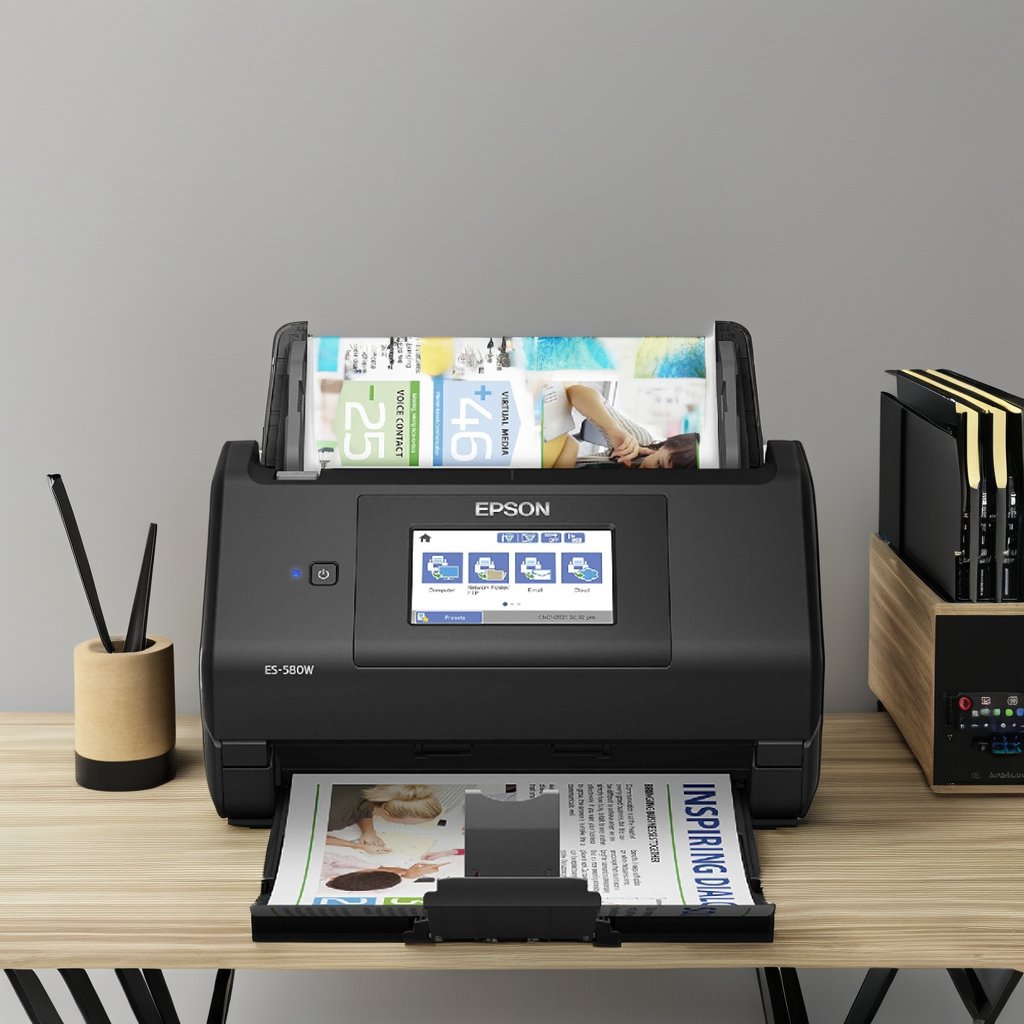 Ep son Workforce ES-580W Wireless color two-sided desktop document scanner for PC and Mac