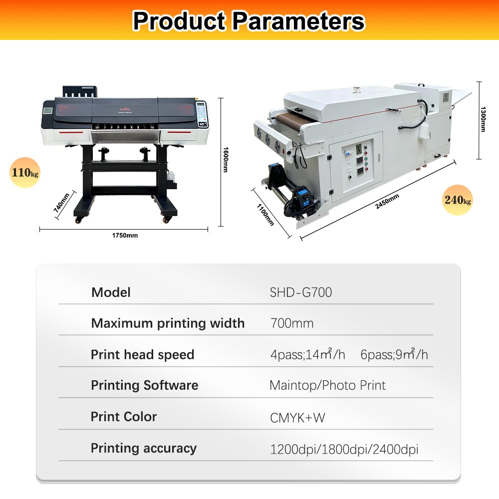 60cm Fully Automatic White Ink Dtf Printer 60cm Xp600 T Shirt Printing Machine