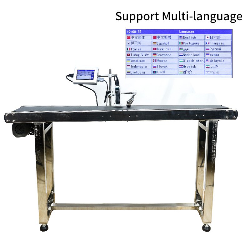 tinuous Online Inkjet Printer English TIJ Batch Number Coding Automatic Thermal Inkjet Printer With Conveyor Belt