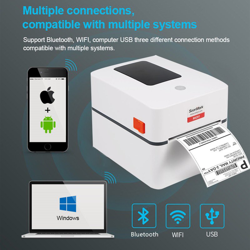 4 inch Cheap Price USB And BT Logistics express Supermarket Retail Use And Label Printer USB +Wireless Thermal Receipt Printer