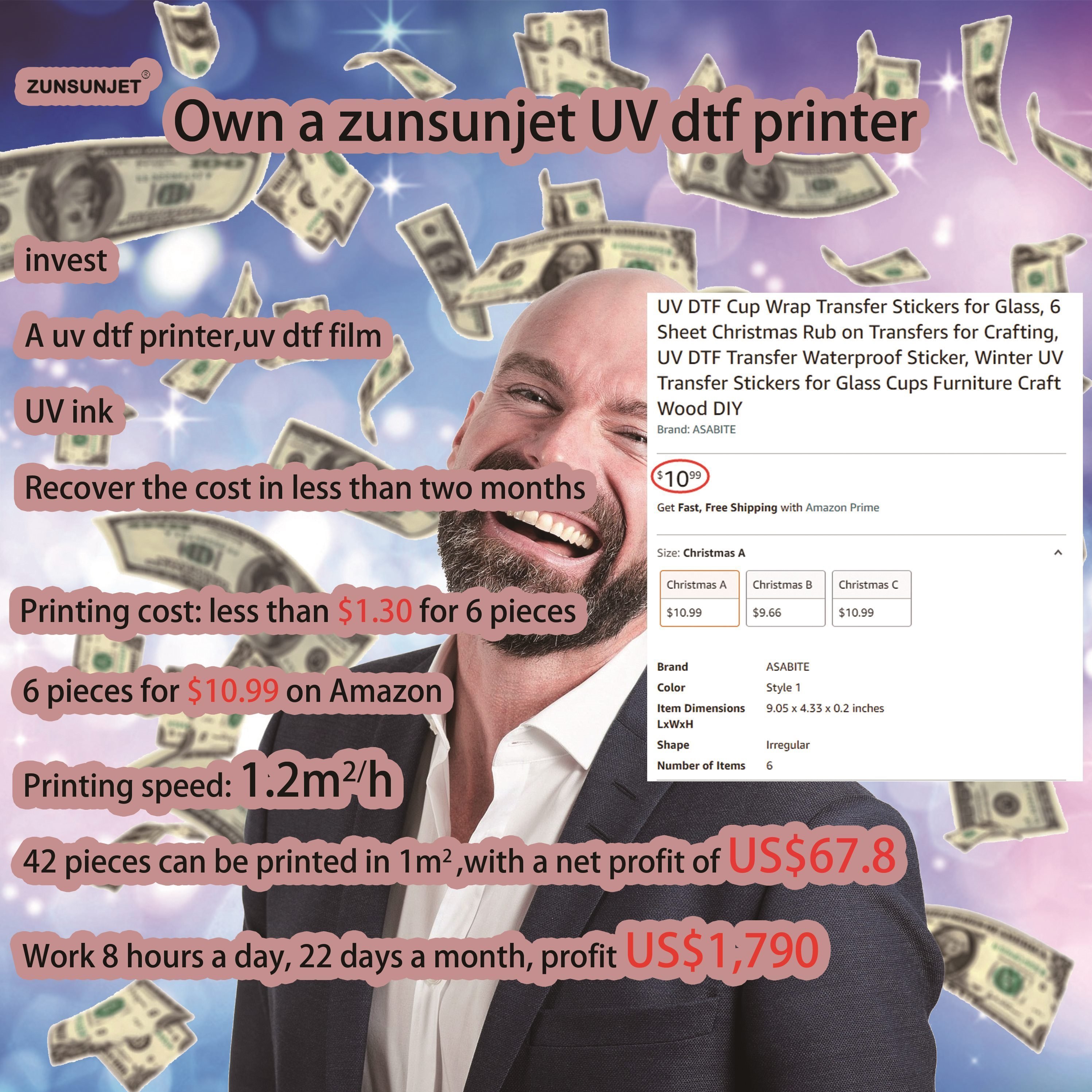 digital A3 Size Fall Weprint Zun Sun Uv Dtf Printer Heyme Printer With Three Printheads
