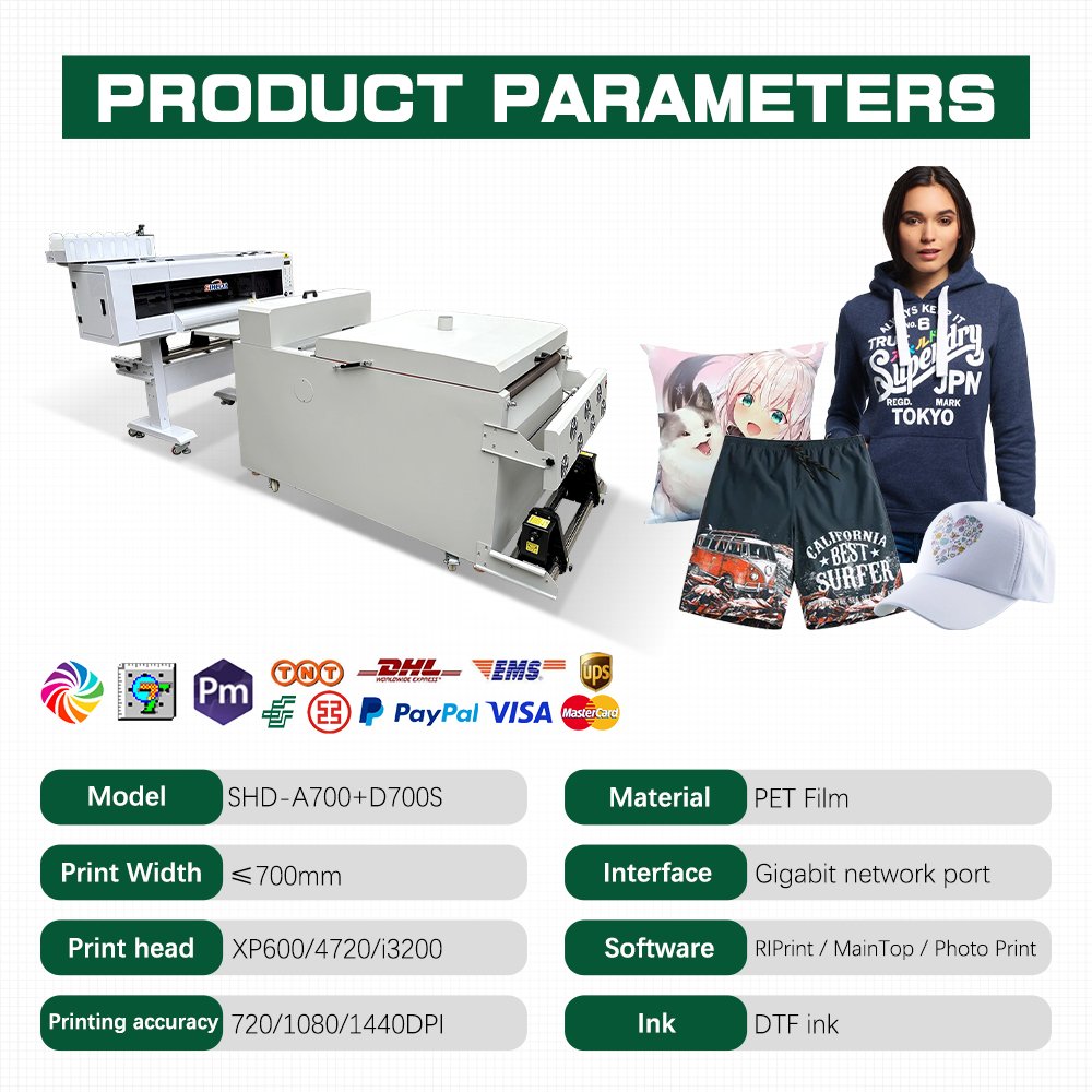 Digital pattern batch printing dtf printer set diverse materials 4 head dtf printer