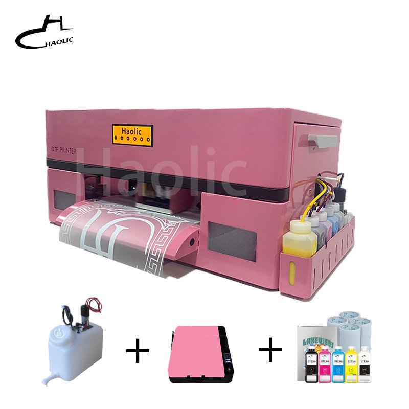 Haolic pink dtf printer A3 XP600 Print Head with White ink circulation inkjet printer For T-Shirt a3 dtf Printer