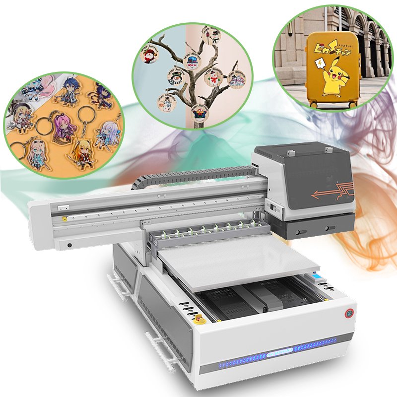 New 6090 UV printer, A1 UV inkjet printer, printing AB glue, varnish, toy ball, PEAK racket, wooden pendant, UV flatbed printer