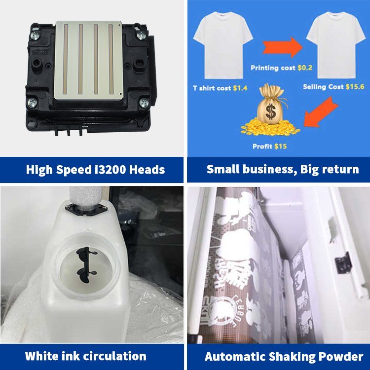 Factory Price F1080 prints head 60cm 24 inch 30cm a3 dtf t-shirts textile xp600 printers machine inkjet printer for tshirts