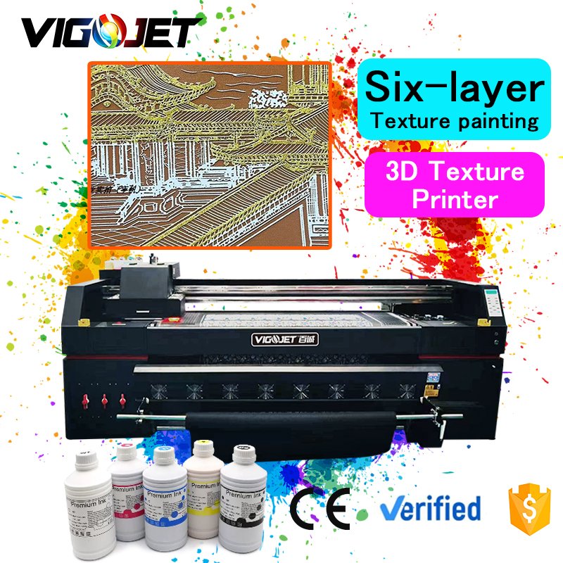 vigojet 3d texture oil painting printer uv 3d texture led flatbed printer 1-5mm relief printing machine