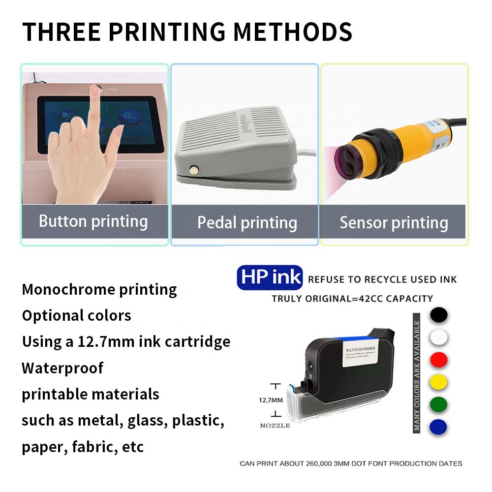 AOKDI Packaging Industry Date Expiry Date QR code TIJ 12.7mm Desktop Numbering Batch Coding Handheld Thermal Inkjet Printer