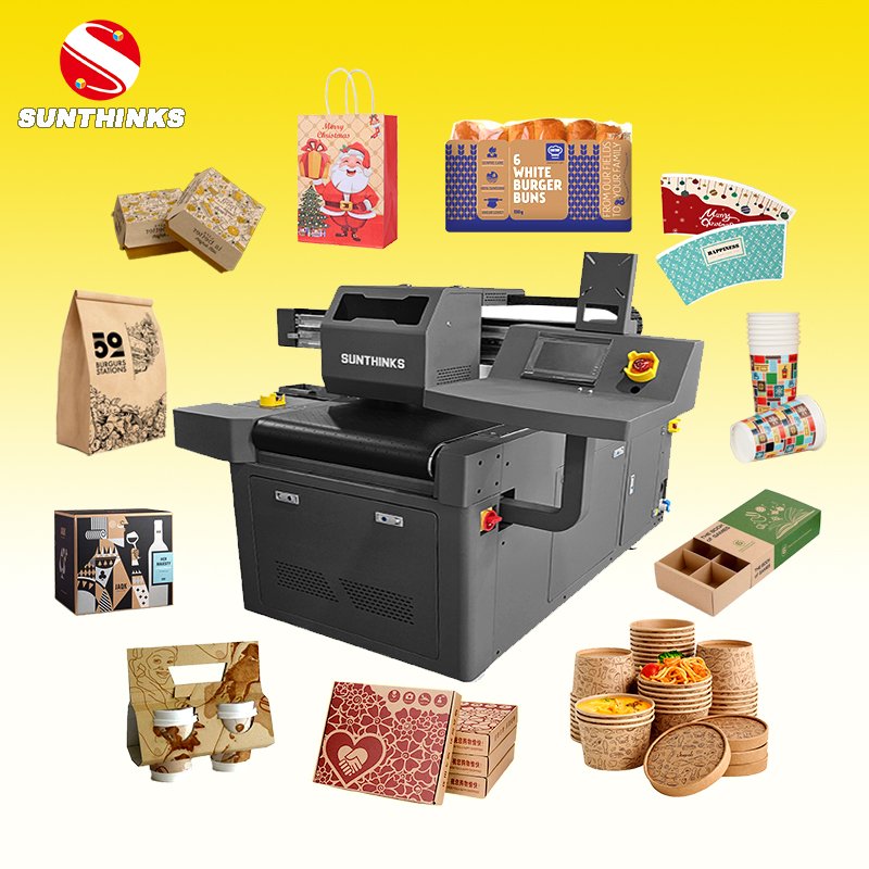 Sunthinks Fast Printing 12in Mini Digital Single Pass Box Paper Cup Printing Inkjet Paper Bags Printer Printing Machine