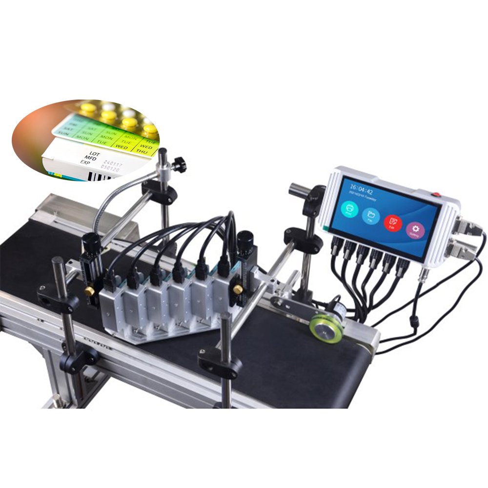 Date expiry code printer for automatic multi line1-6 heads industrial online date number inkjet coding machine
