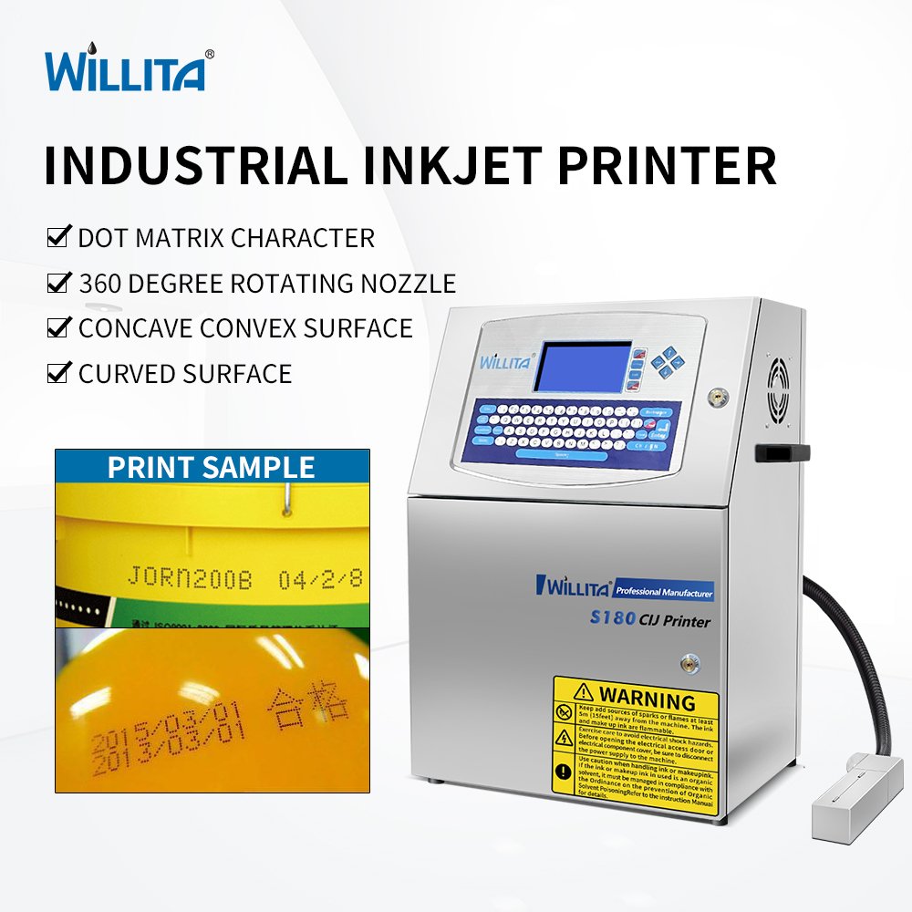 Willita Manufacturer Automatic Number Date Plastic Pipe Tube Bottle Bag Pvc Cable Cij Inkjet Printer