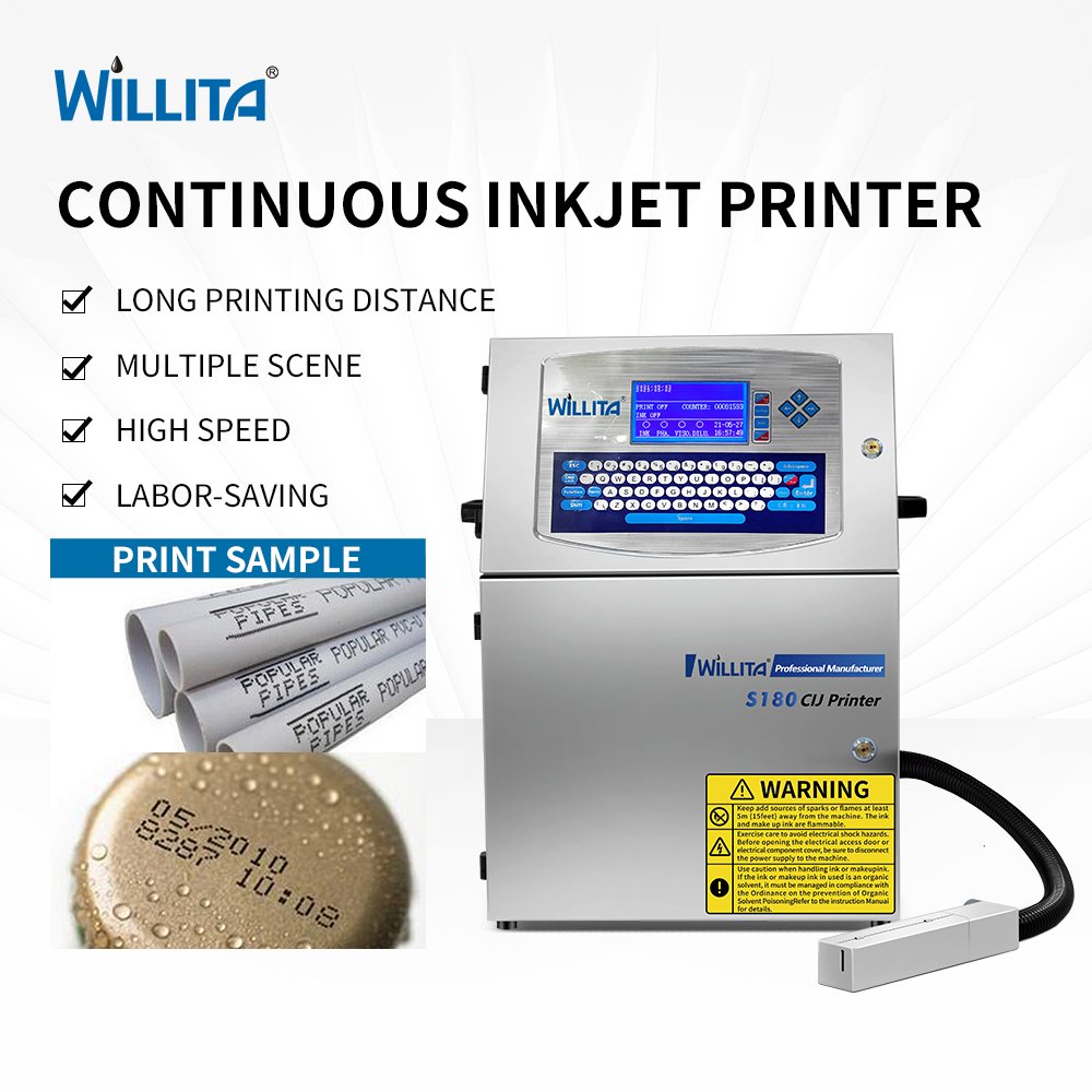 Willita Manufacturer Automatic Number Date Plastic Pipe Tube Bottle Bag Pvc Cable Cij Inkjet Printer