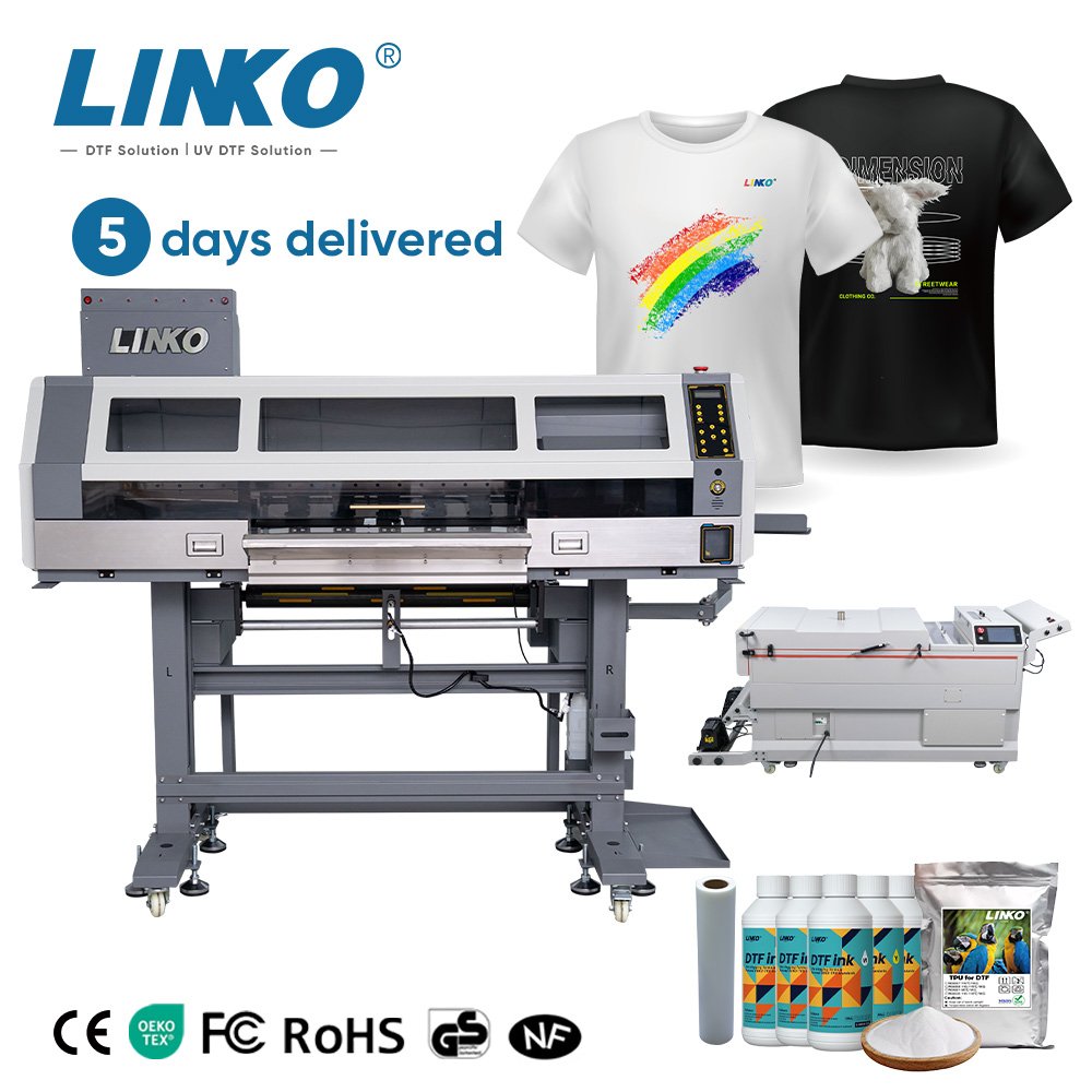 LINKO Five i3200 Print head Producer 24inch A1 DTF Printer High Speed DTF Printer Printing Machine for T-shirt Printing Machine