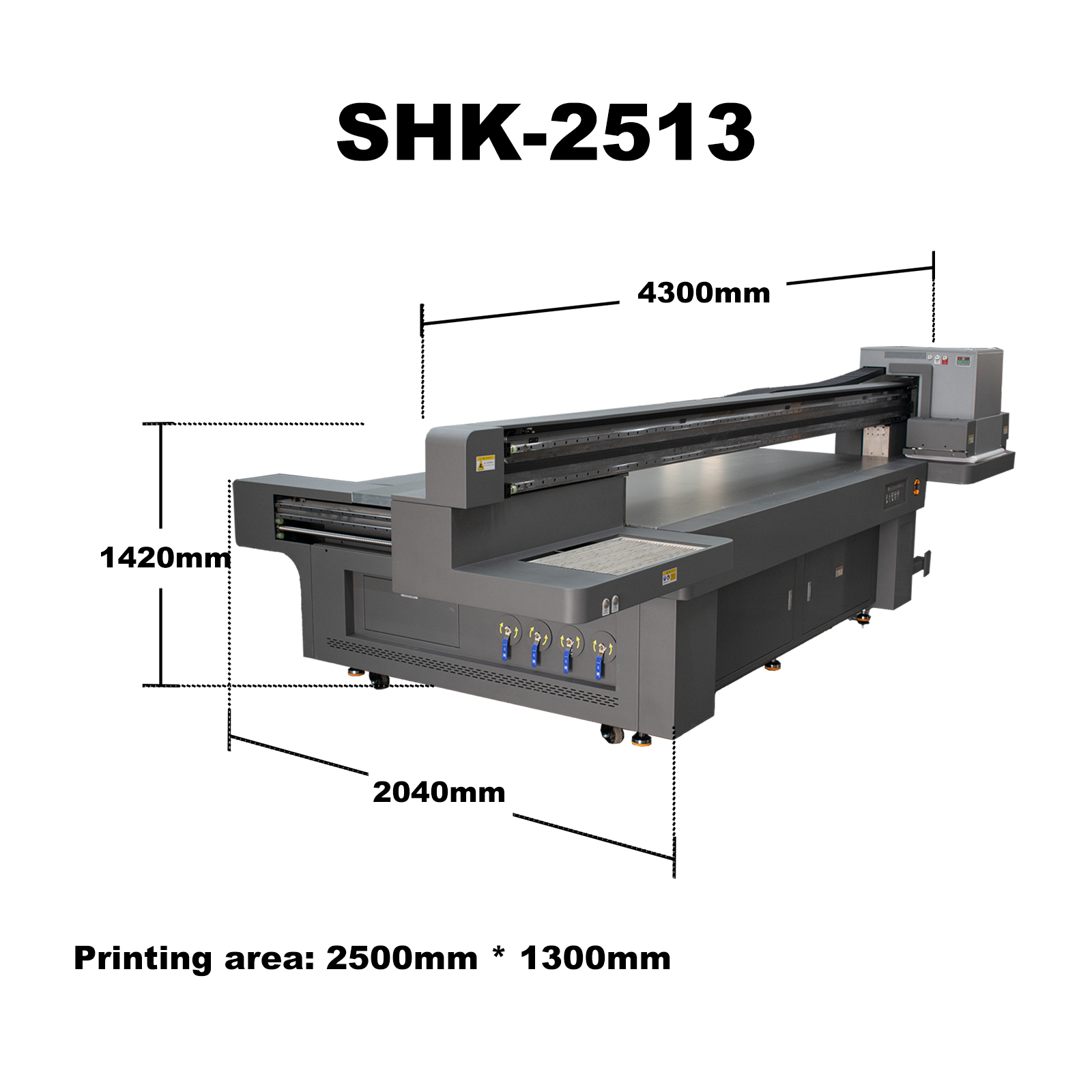 L2500 W1300 SHK Large format CE4 G5 7 color 5 printhead silicone rubber uncoated 2513 Uv inkjet Flatbed Printer