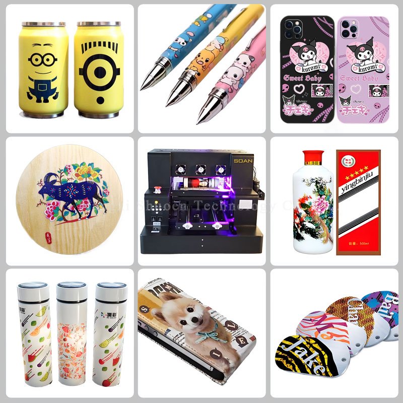 Soan A3 latest UV printer logo print machine Glass Metal Leather Phone case UV Flat bed Inkjet Printers Logo Printing Machine