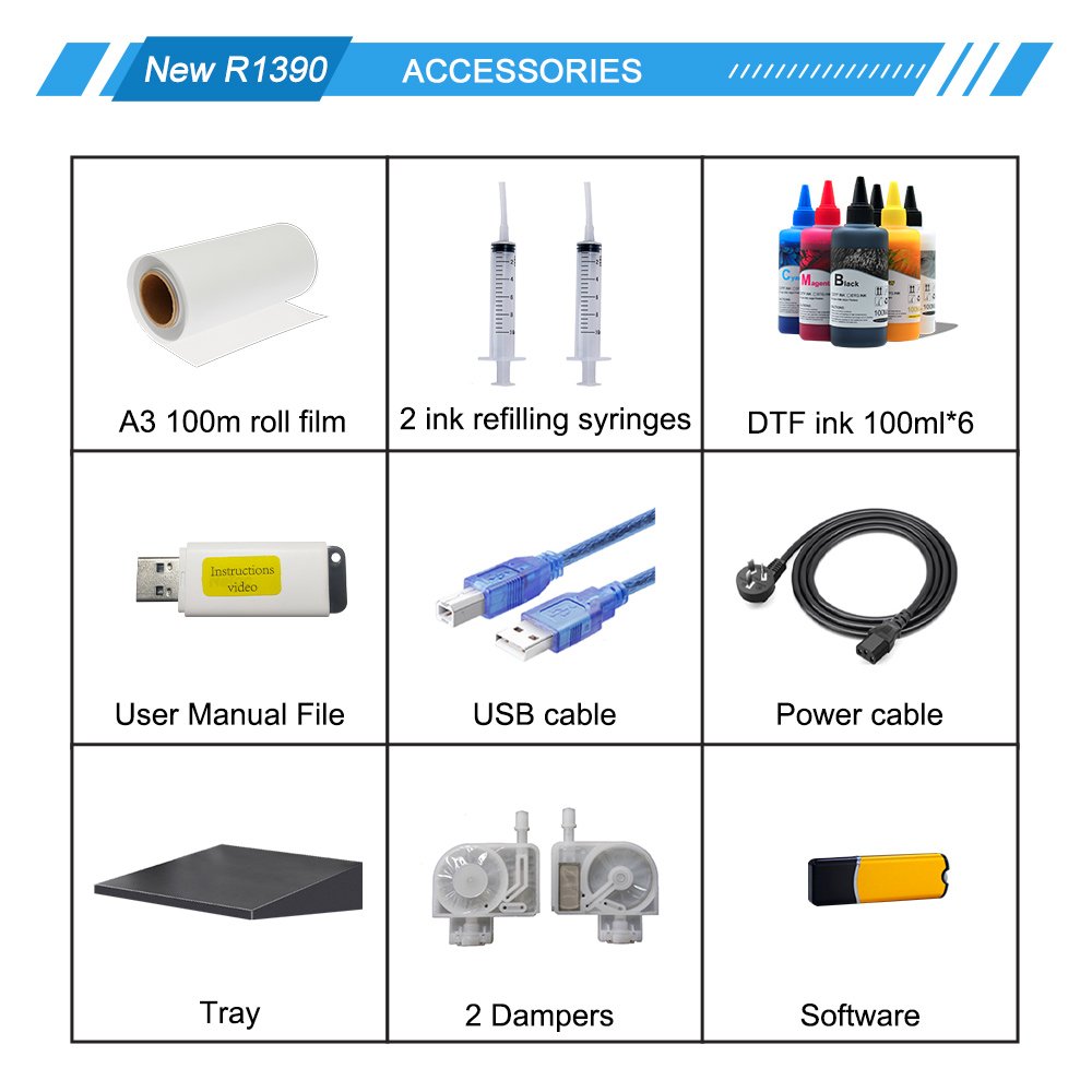 A3 size tshirt printer machine dtf inkjet printer heat transfer PET Film Transfer DTF Printer R1390 a3 printing