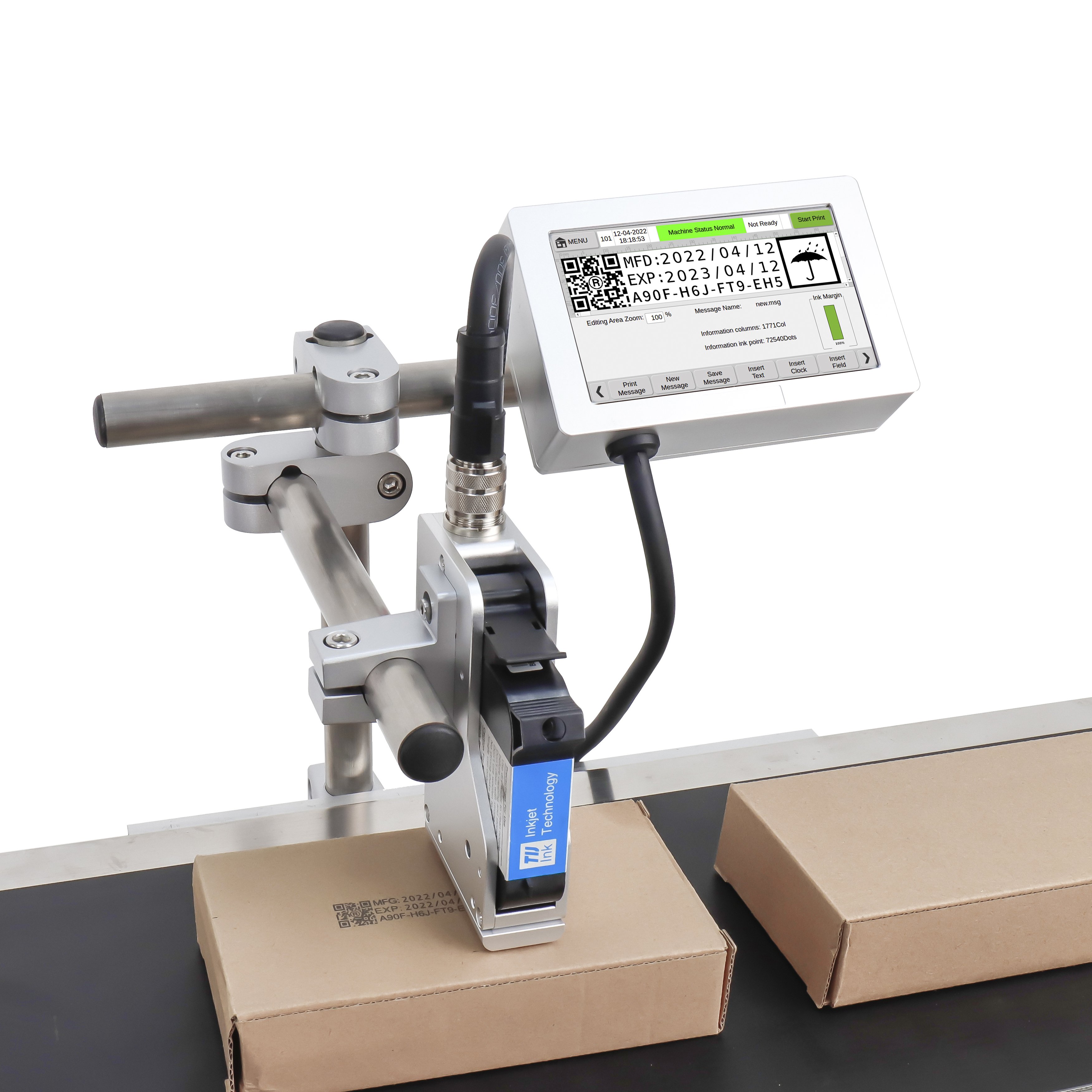 DOCOD OEM/ODM T180E 12.7mm TIJ Thermal Industrial Inkjet Printers For Date QR 2DCode Maquina De Codificacion De Fecha