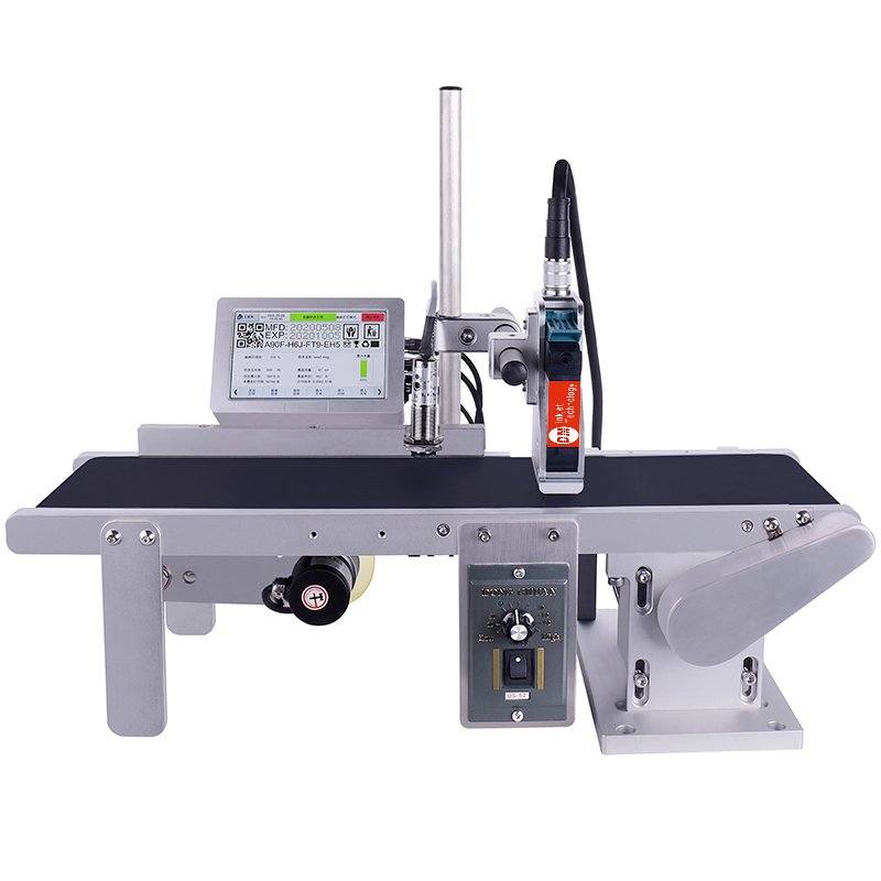 DeMinM100 high speed typewriter printing logo date batch number counting mini conveyor packaging automatic inkjet printer