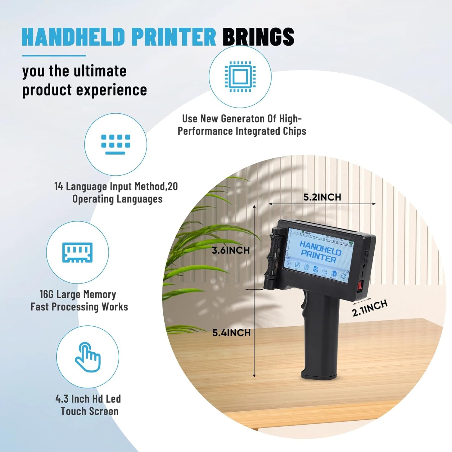 Portable Handheld Inkjet Printer High-resolution Fast Dry Ink for All Surfaces Multifunctional Provided Micro USB Automatic 0.4