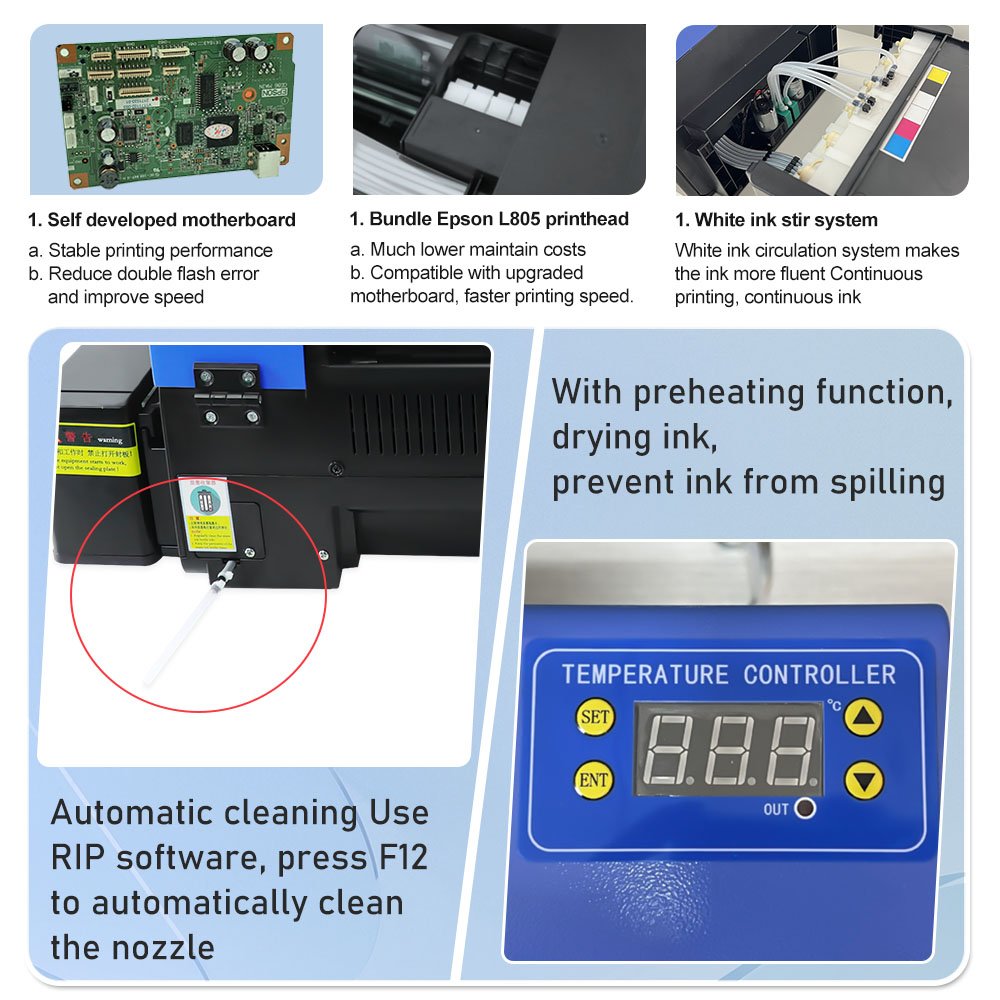 Colorsun mini digital flatbed printers a4 printing machine dtf a4 l805 heads dtf printer tshirt cloth inkjet printer