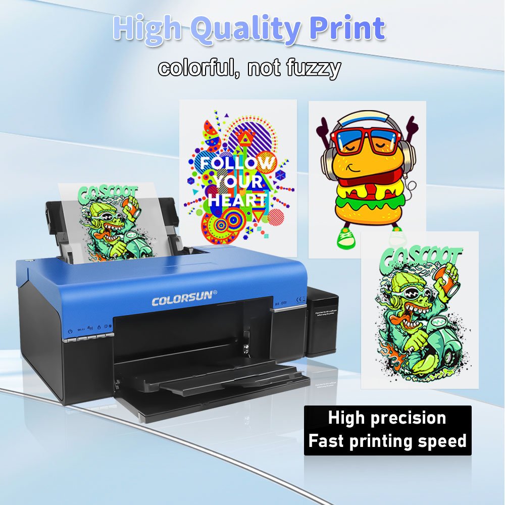 Colorsun mini digital flatbed printers a4 printing machine dtf a4 l805 heads dtf printer tshirt cloth inkjet printer