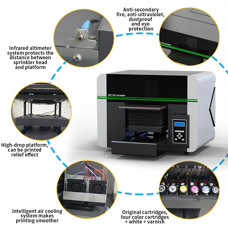 Factory sale UV Inkjet Printer A3 Size Printing Machine For Phone Case Wood Metal Acrylic Plastic Uv Flatbed Printer
