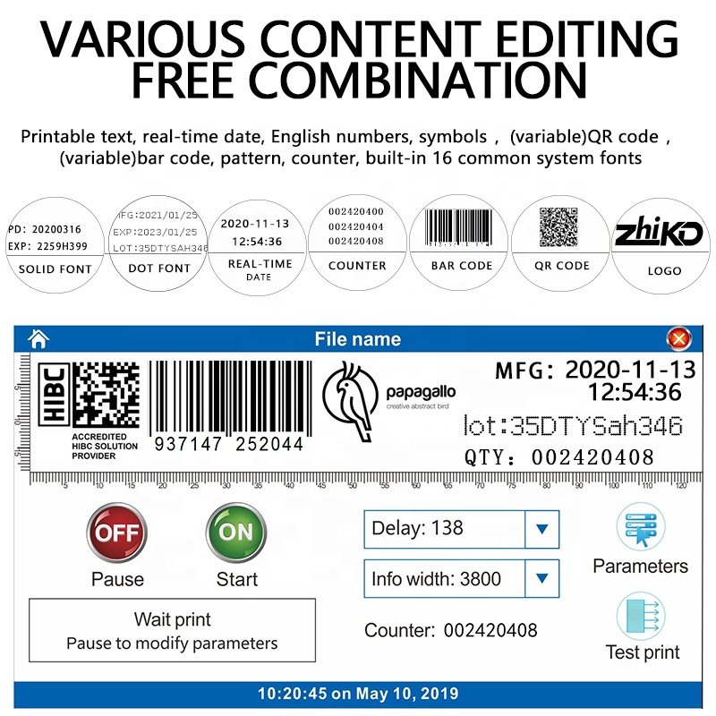 AOKDI 12.7mm portable Snack dates jet printer qr coding Use-by expiry date logo inkjet printers hand ink jet print machine