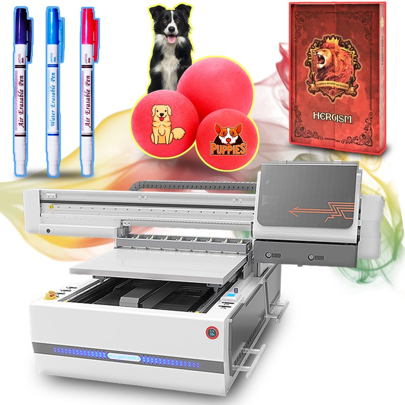 The latest 6090 UV inkjet printer A1 UV printer printing AB glue varnish pet products balloon hanging picture UV flat printer