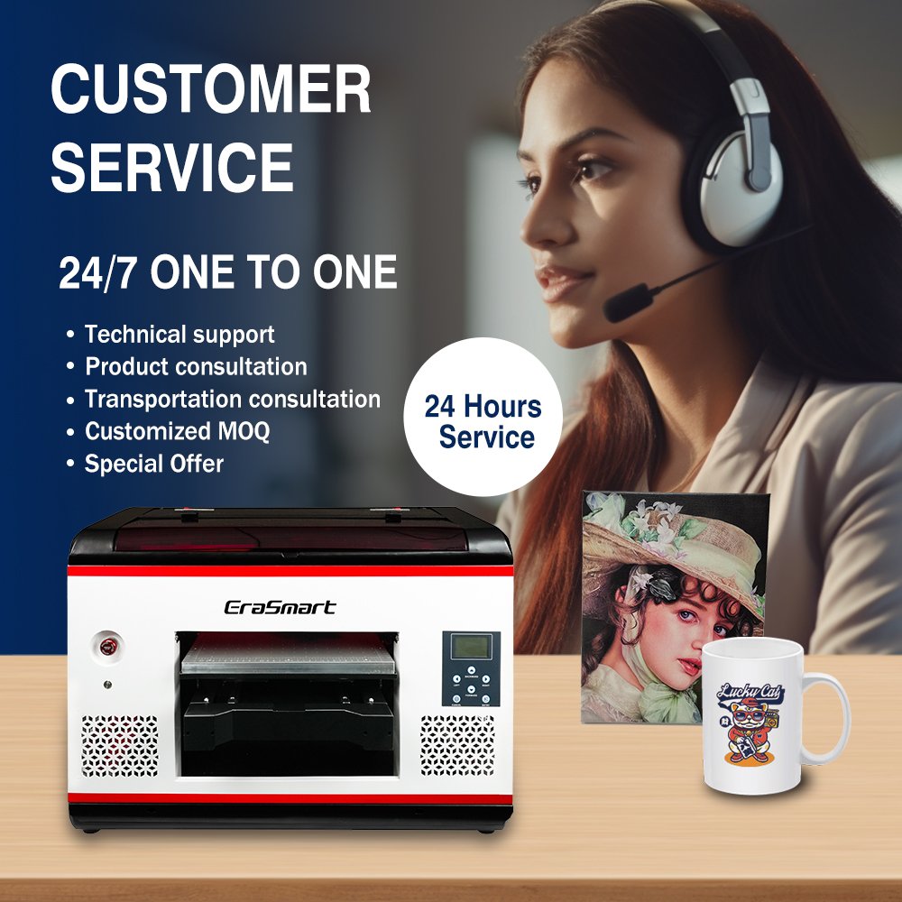 EraSmart 14 Inch Digital Desktop A3 Inkjet Bottle Mug Cup Phone Case Printing Machine Mobile Cover Printer XP600 UV Printer