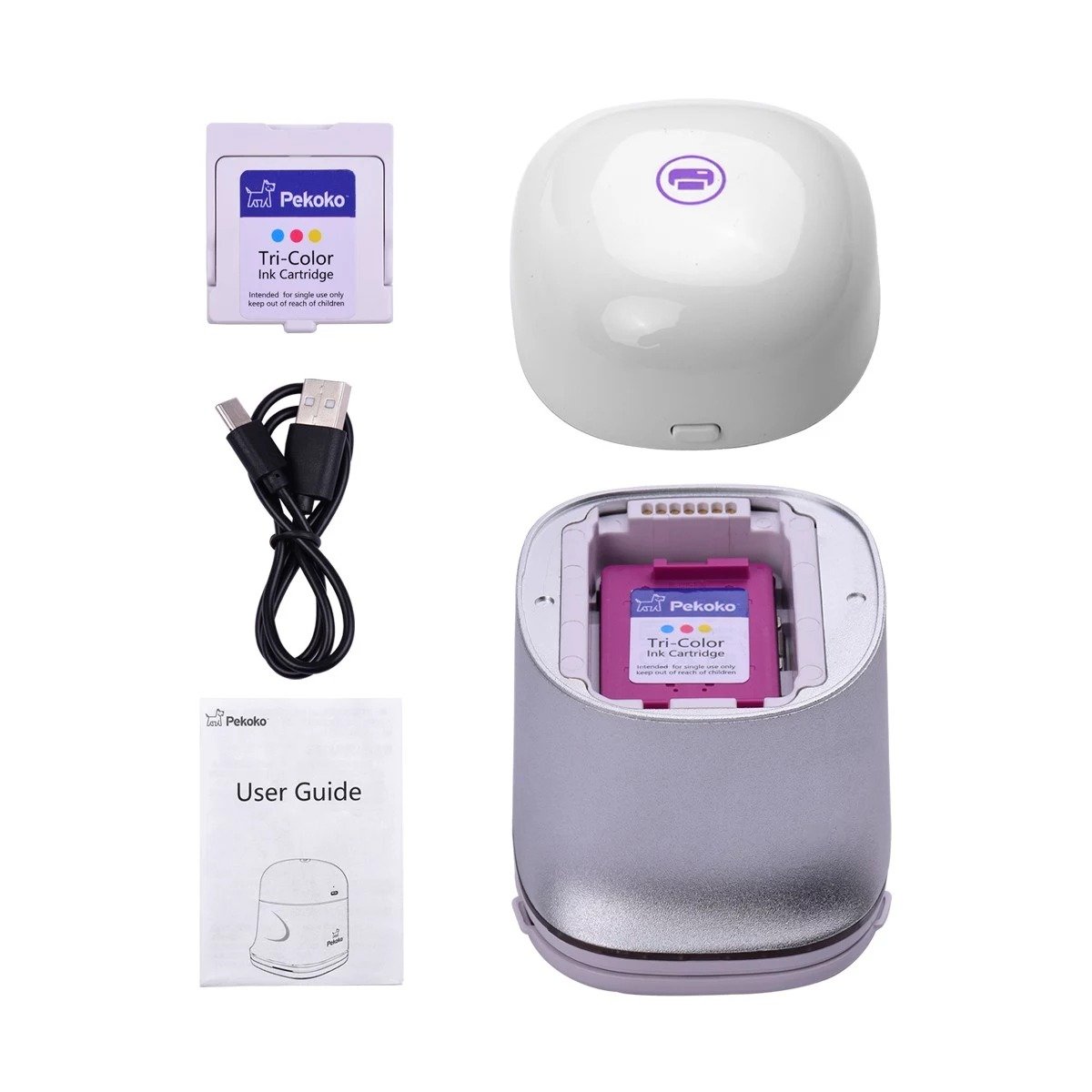 Pekoko Portable Color Inkjet Printer Support 1200dpi Wireless Connection Compatible with Smartphone for Customized Text Barcode