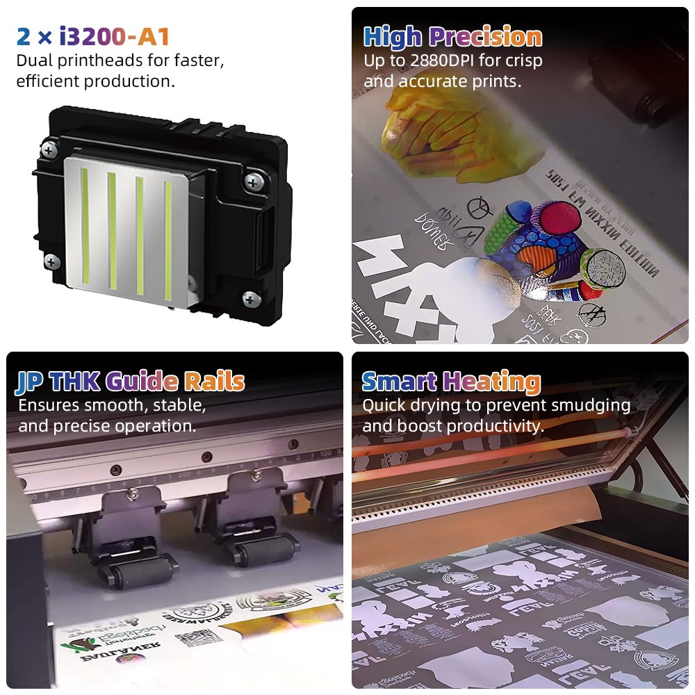 LEAF DTF Printer impresora 60cm A3 2*i3200 heads dtf printers Transfer T-shirt DTF Inkjet Printer With Powder Shaking