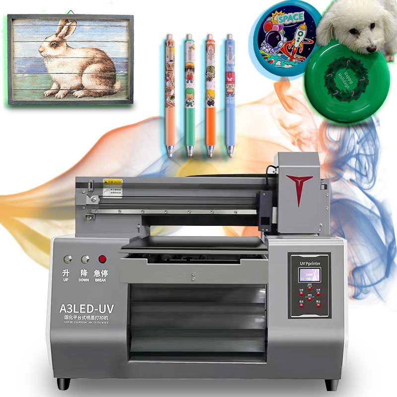 Multifunctional A3 UV flatbed printer efficient 3050UV printer printing acrylic keychain bottle badge portable UV inkjet printer