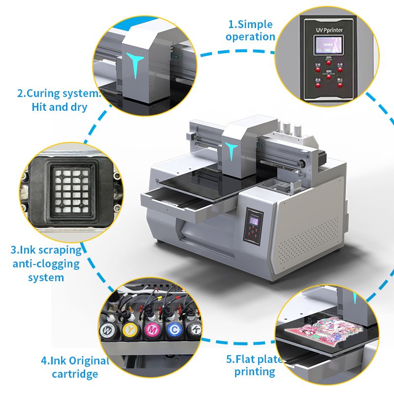 New UV Printer For Phone Case Portable UV Flatbed Printer PVC Metallic Wood Laser Inkjet Label T-Shirt Printer