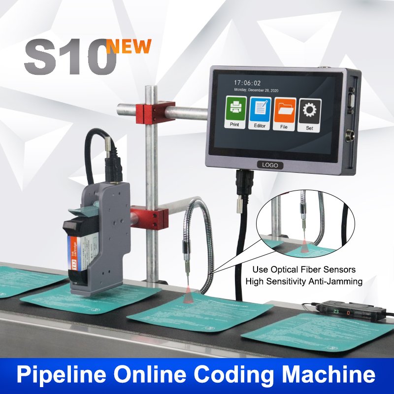 S10 high version of the assembly line inkjet printer to type food packaging production date batch number inkjet printer