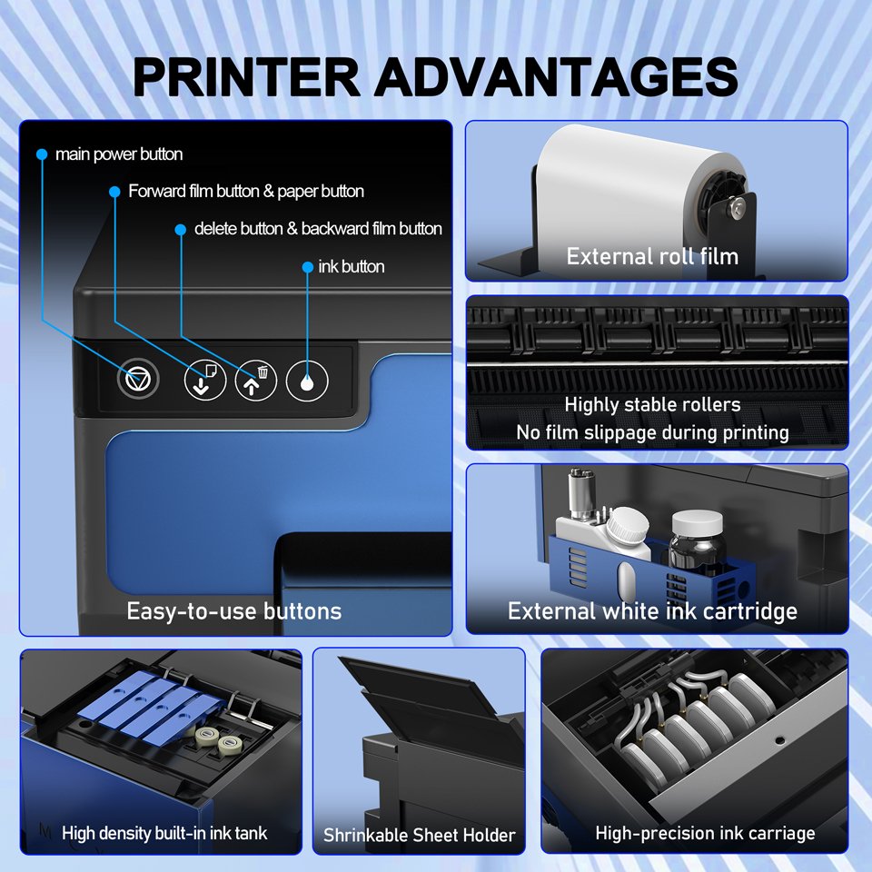 Girl easy to use small dtf xp600 printer with roll film sheet film A3 L18058 DTF white toner t-shirt printing machine