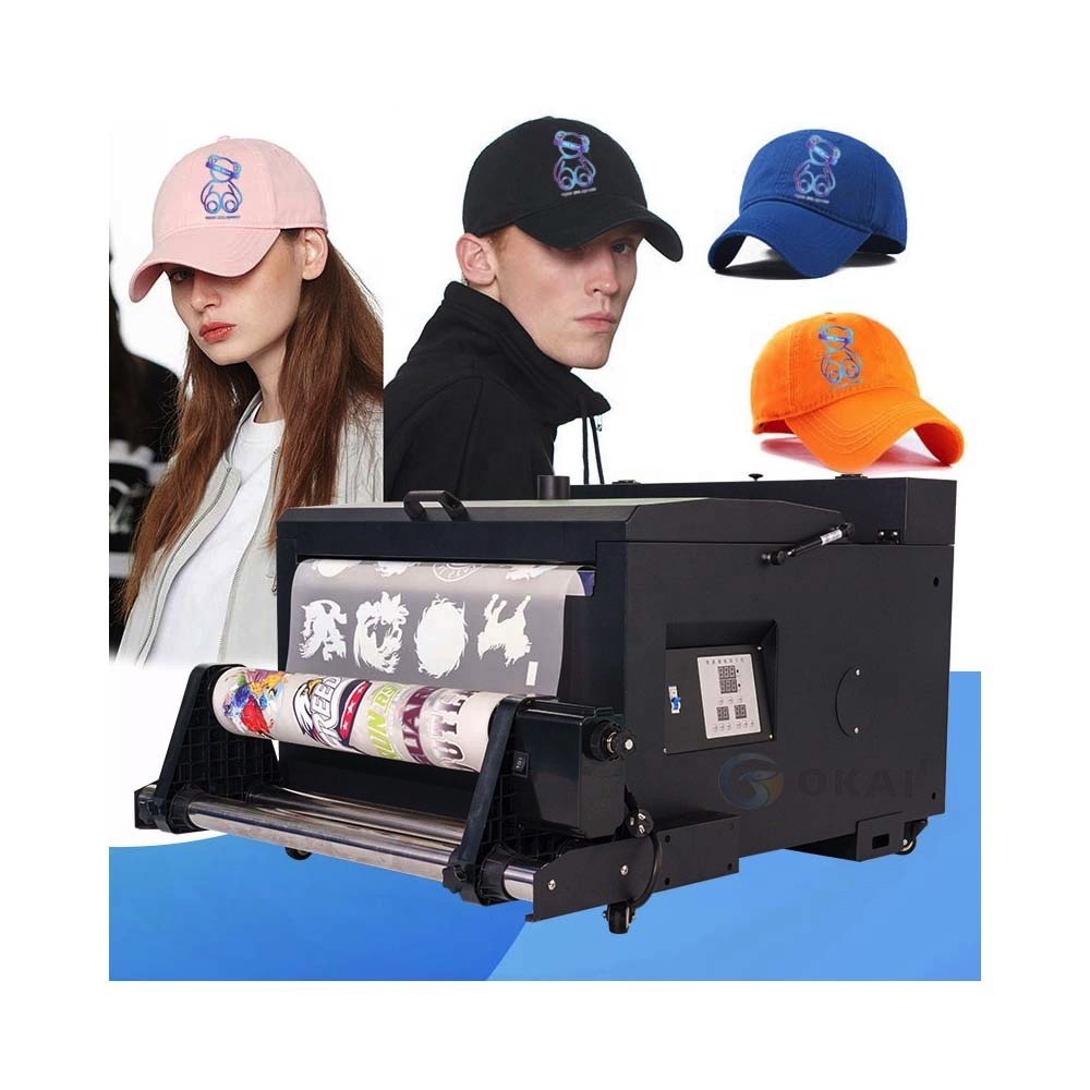okai 2 heads i3200 xp600 inkjet printers A1 pet film heat transfer powder shaker printing machine dtf printer
