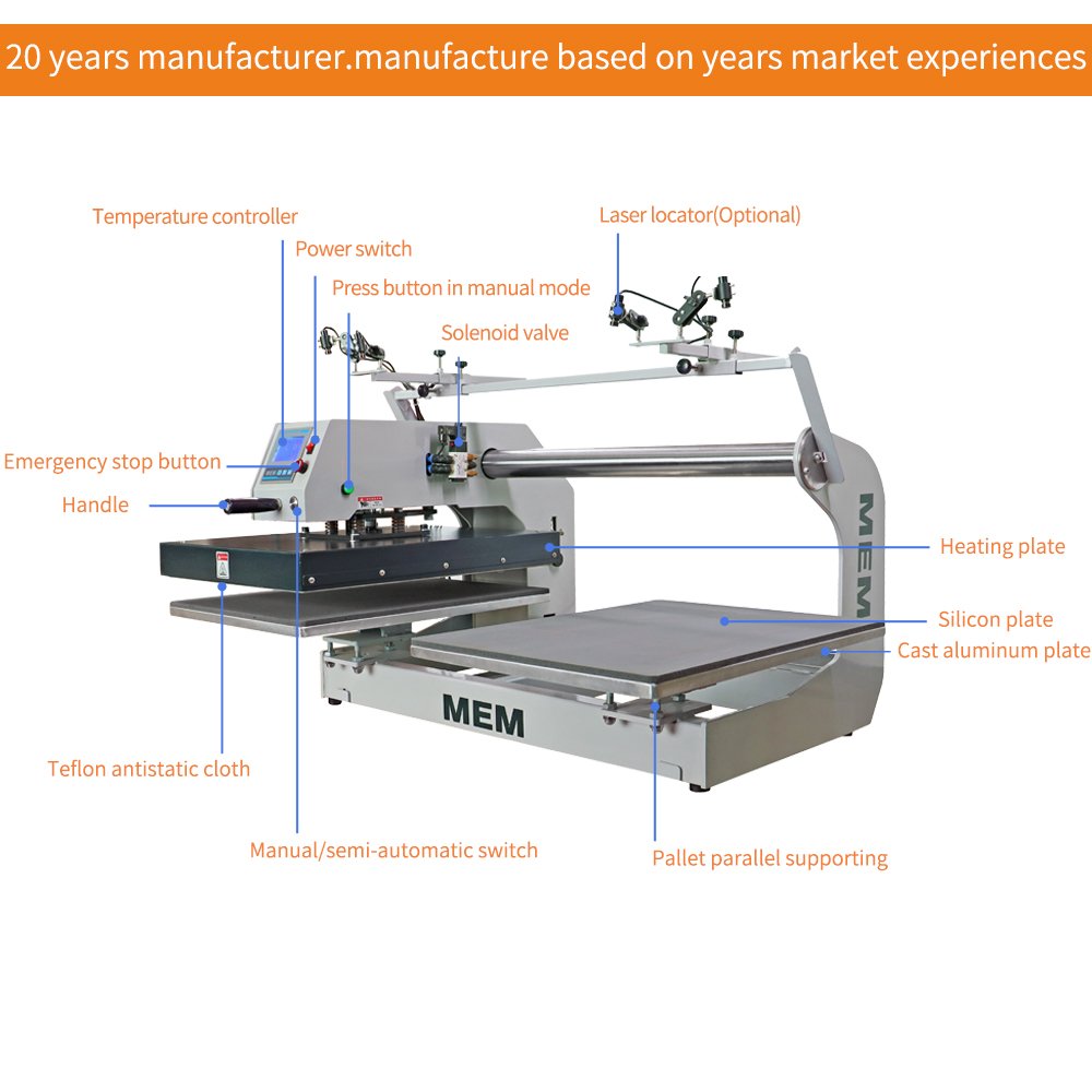 TQ 4050 40*60 double station pneumatic heat press machine semi-automatic sublimation machine + laser alignment