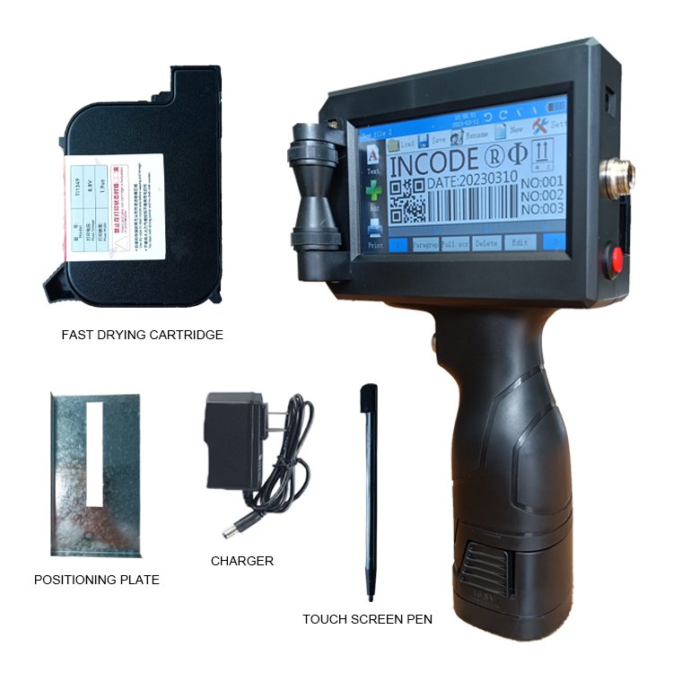 INCODE Quick dry ink handheld inkjet Printer printing Coding machine for non porous metal plastic QR code batch marking