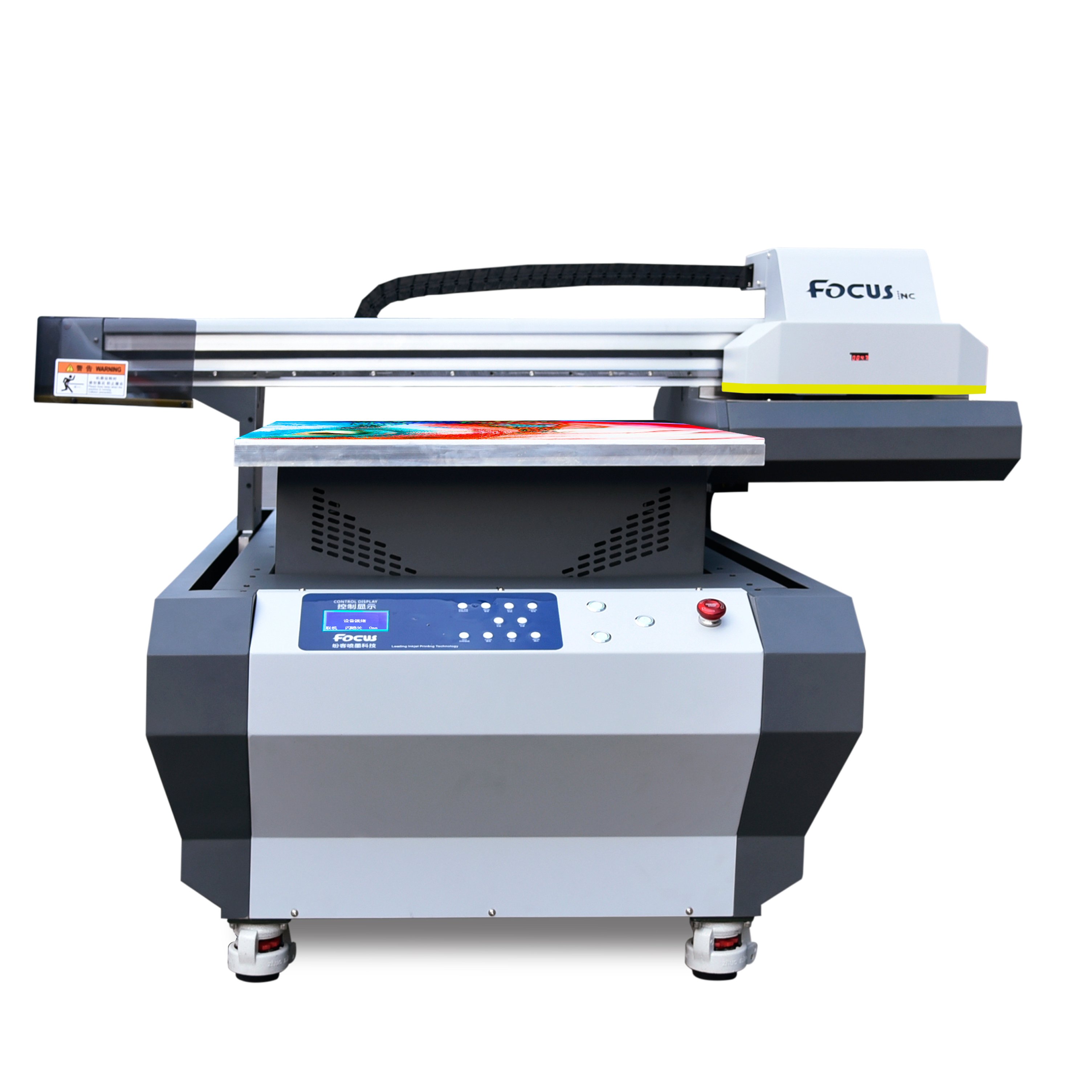 FocusInc automatic uv screen printer color uv inkjet printer flatbad uv glass bottles printer 60x90