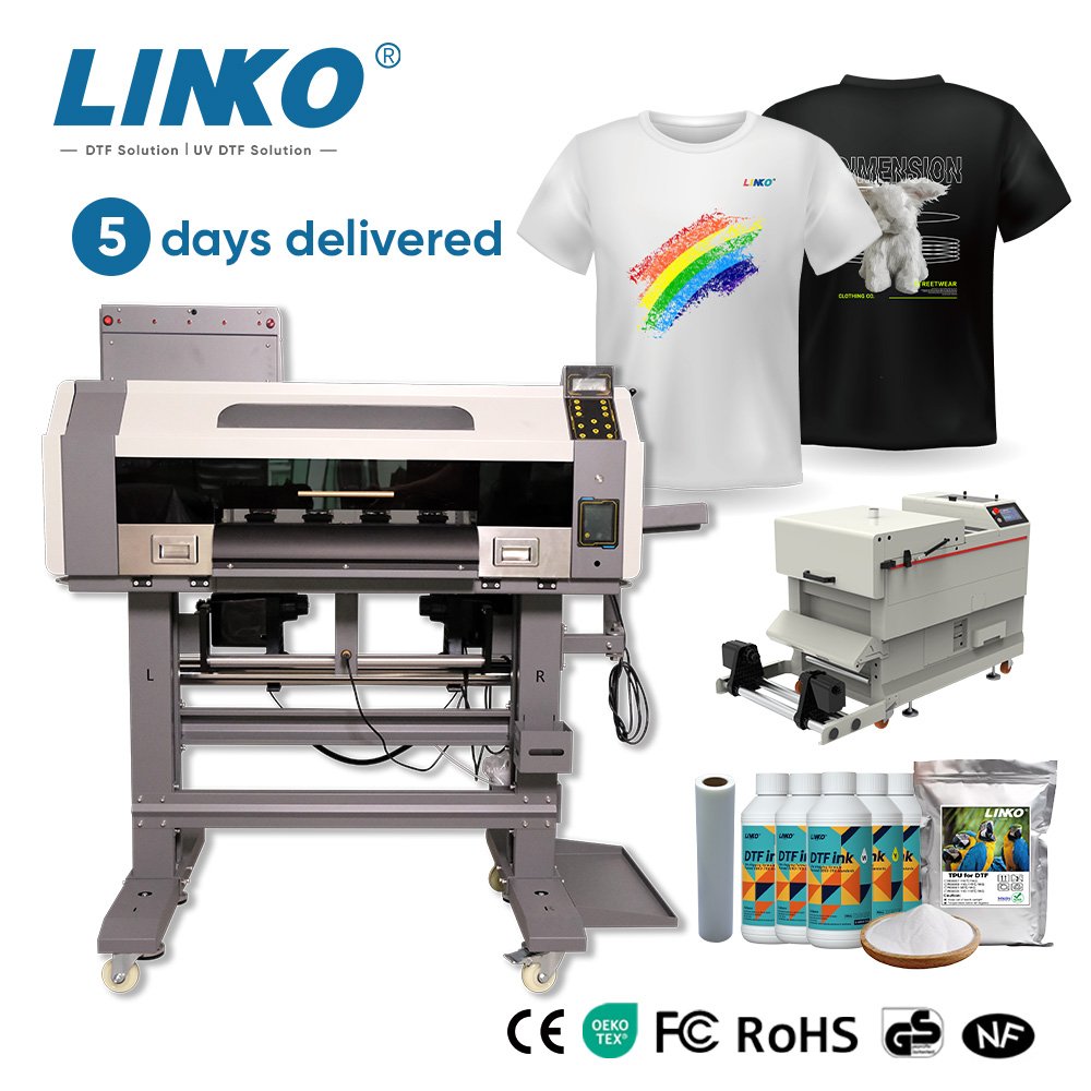 LINKO Roll A2 DTF Printer With i3200 Dual Heads 2024 Inkjet Printer DTF Printer Printing Machine For Cotton T-shirt Printing