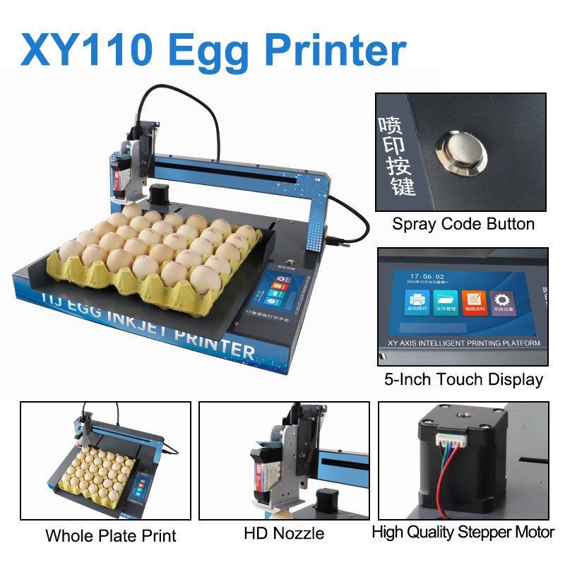 Hd Coding Machines Ink Jet Printers of Chicken Egg Fully Automatic Egg Inkjet Printer Machine Smart 5-inch Touch Screen 600 Dpi