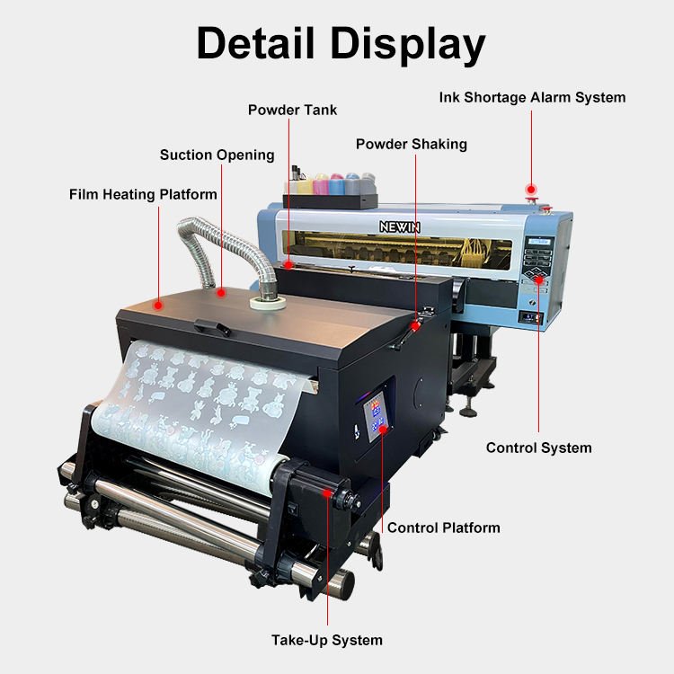 60cm 2 Eps I3200 DTF Printer 60cm A3 PET Film Printer T-shirt DTF Printing Machine With Shaking Powder Machine