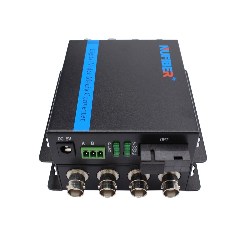 Analog Fiber Video Converter 4 Video with RS485 Data FC Simplex 1310/1550nm FC SC ST Fiber Optic Video Converter