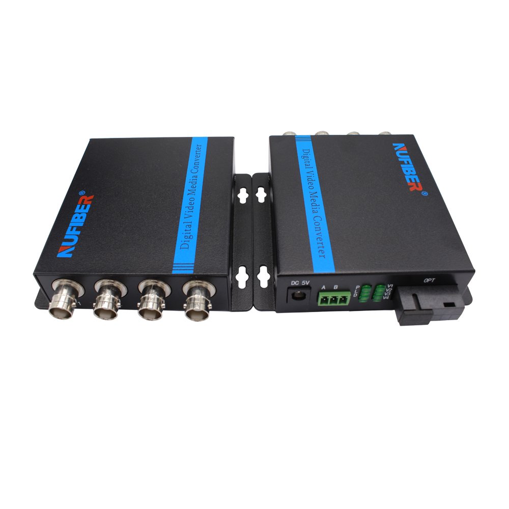 Analog Fiber Video Converter 4 Video with RS485 Data FC Simplex 1310/1550nm FC SC ST Fiber Optic Video Converter