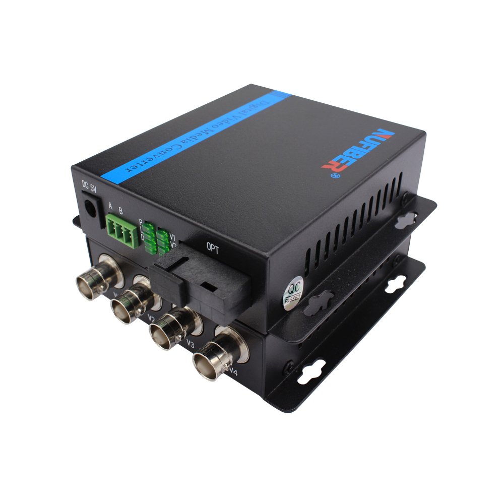 Analog Fiber Video Converter 4 Video with RS485 Data FC Simplex 1310/1550nm FC SC ST Fiber Optic Video Converter