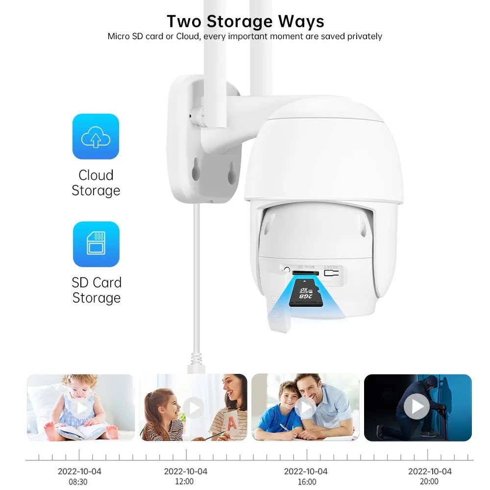 New 2MP iCSee Outdoor Waterproof Wireless Two Way Audio Motion Detection Auto Track Color Night Vision Wifi Security PTZ Camera